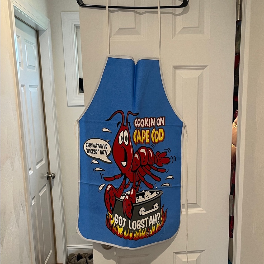 Cookin' on Cape Cod  Apron - Blue with Lobster Graphic